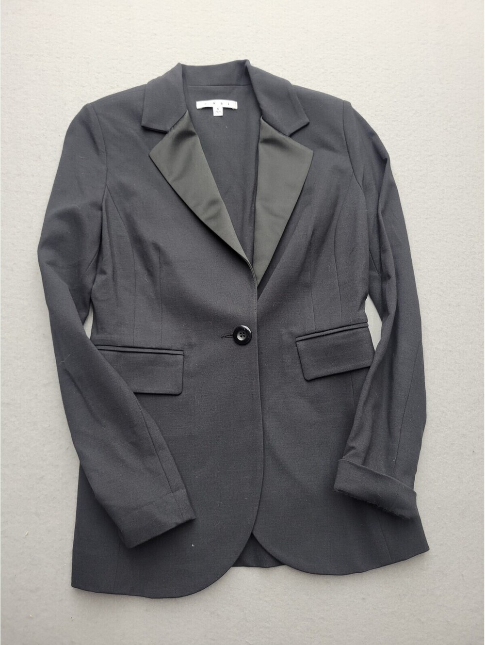 Cabi Women's Coat Small Black Tuxedo Knit Solid Regular Casual